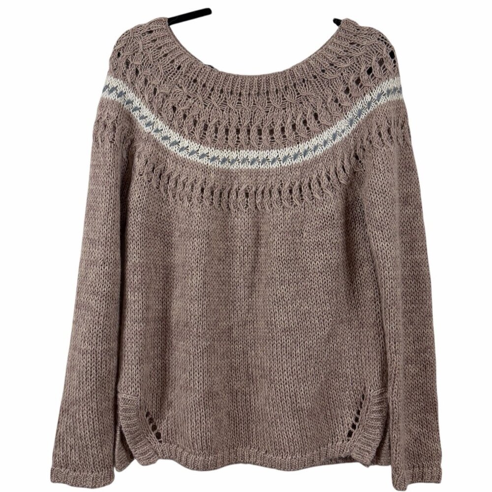 Garnet Hill Baby Alpaca Sweater Womens Small S Fair Isle Scoop Neck‎ Lightweight - Picture 2 of 9